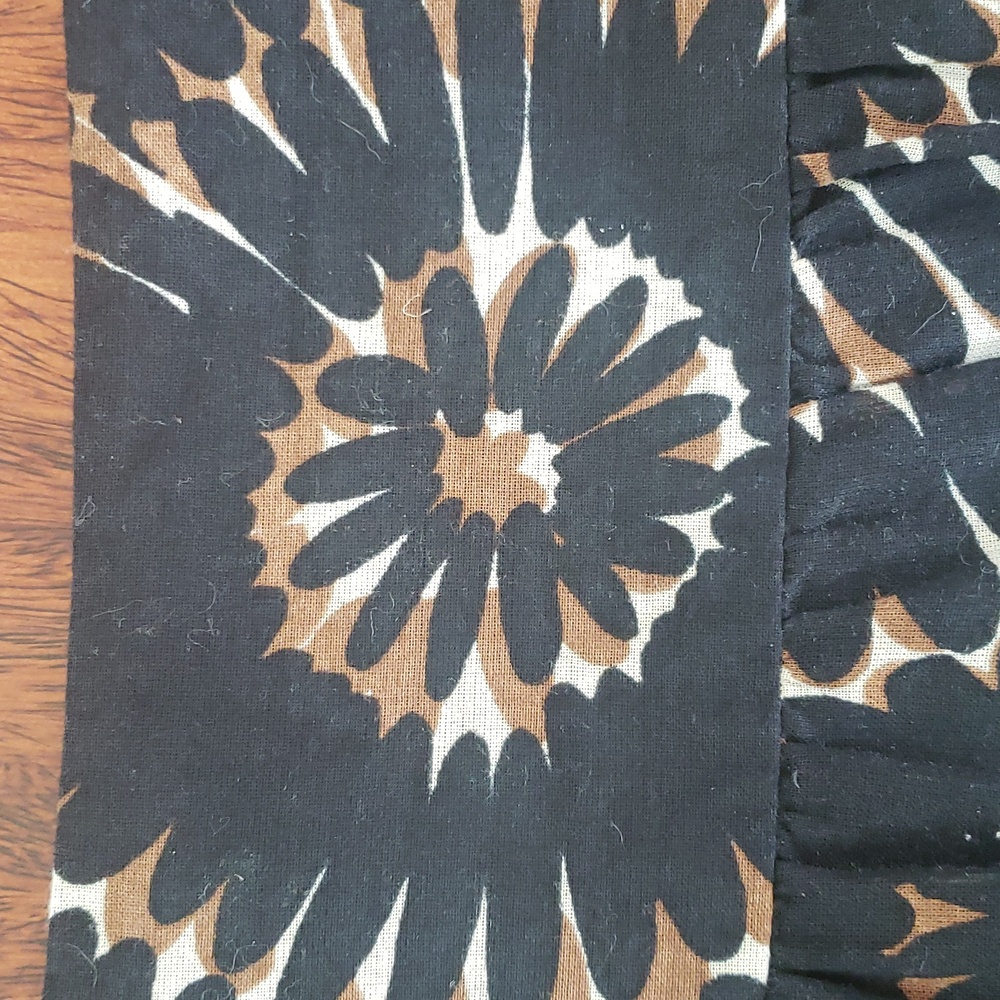 LIZ & CO Black Brown Spiral Burst A Line Cotton Skirt Boho Size 14 - Picture 7 of 11